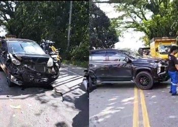 Lakalantas Di Km 8, 2 Mobil Mengalami Kerusakan